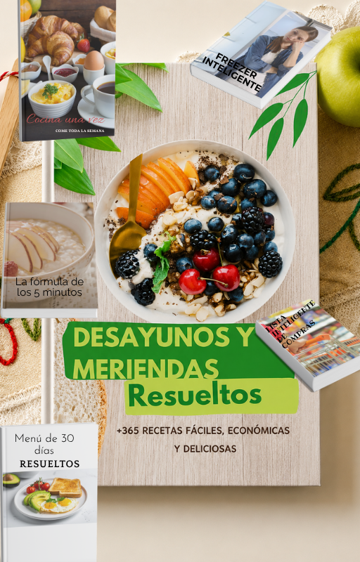 Desayunos y Meriendas Resueltos 365 recetas fáciles, económicas y deliciosas para disfrutar cada día sin complicaciones.